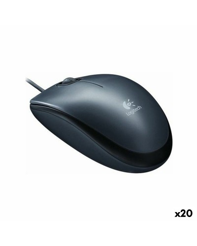 Logitech M90 Ratón Óptico - Negro/Gris - 20 Unidades - PC Oficina
