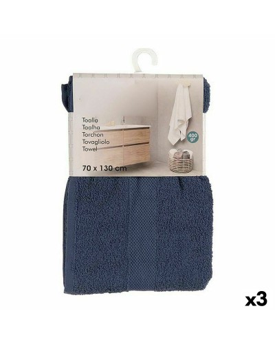 Blaues Baumwoll-Badetuch 70x130cm (3er-Pack)
