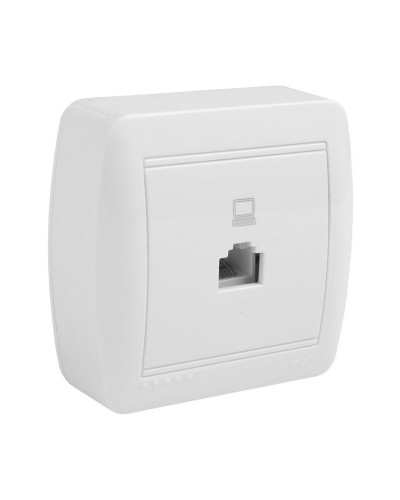 Conector RJ45 Solera mur88u, blanco, ideal para conexiones de red.
