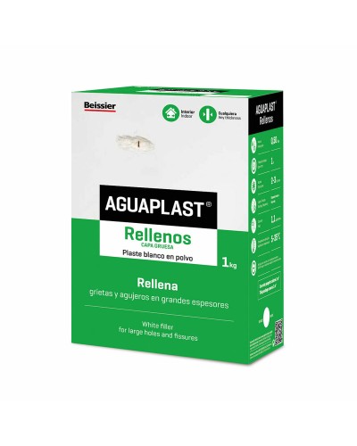 Plâtre en poudre Aguaplast Blanc 1 kg : idéal pour le plâtrage, le remplissage et le lissage.
