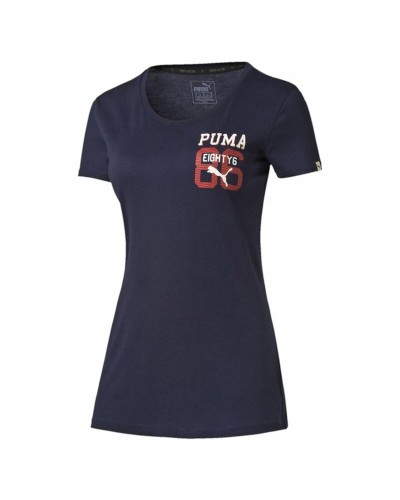 Puma Style Athl Tee Donna: Maglia Maniche Corte Blu Scuro Sportiva
