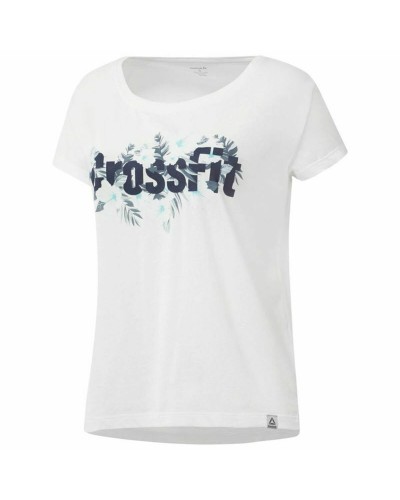 Dames-T-Shirt met Korte Mouwen Reebok Floral Easy Crossfit Wit