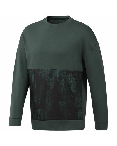 Reebok Felpa Uomo Verde - Girocollo Sportiva Training Cotone
