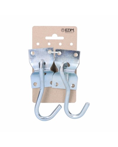 Houder EDM Haak voor ophanging Hangmat Zilverkleurig 70 x 45 mm (2 Stuks)