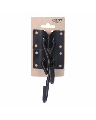 Support Hamac EDM Noir 70x45mm - Crochet Robuste (2 Unités)
