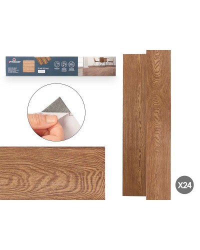 Vinilo Adhesivo GiftDecor Parquet | 24 Unidades | Efecto Madera Marrón | Revestimiento de Suelos
