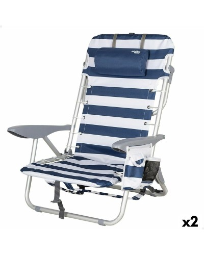 Aktive Strandstuhl (2 Stück) | 50 x 76 x 45 cm | Blau und Weiß
