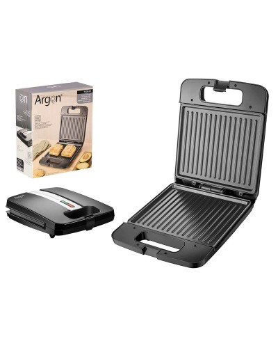 Argon K-718-2 Tostiera Grill 1400W, Acciaio Inox Nero, Cottura Veloce

