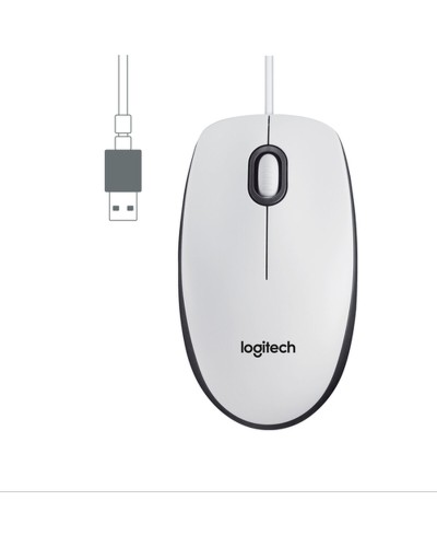 Logitech M100 Mouse Ottico con Cavo - 1000 DPI - Bianco - Economico
