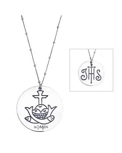 Amen Collana Donna IHS Pani&Pesci Grande 55mm - Gioiello Religioso
