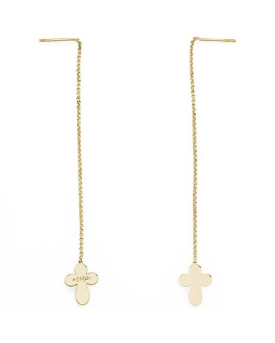 Amen Boucles d'Oreilles Femme Croix Or - Élégantes et Lumineuses (Plaqué Or)
