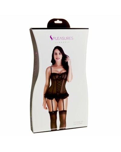 S Pleasures Schwarzer Korsett - Einheitsgröße - Sexy und formende Dessous
