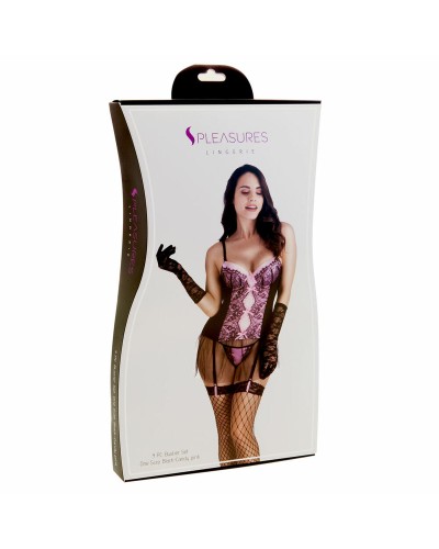 Korsett S Pleasures Svart/Rosa (One size)