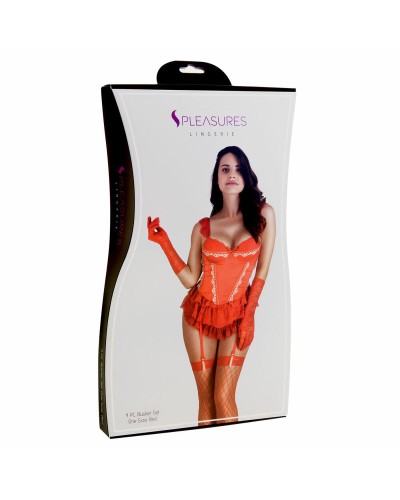 S Pleasures Corsé Rojo Talla Única - Lencería Sexy Moldeadora
