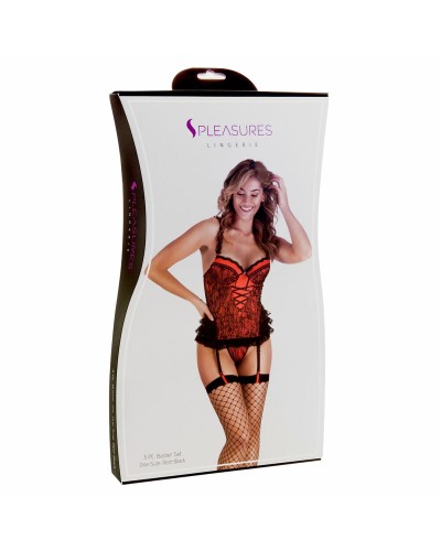Corsé Mujer S Pleasures Rojo/Negro - Talla Única - Sexy & Fashion
