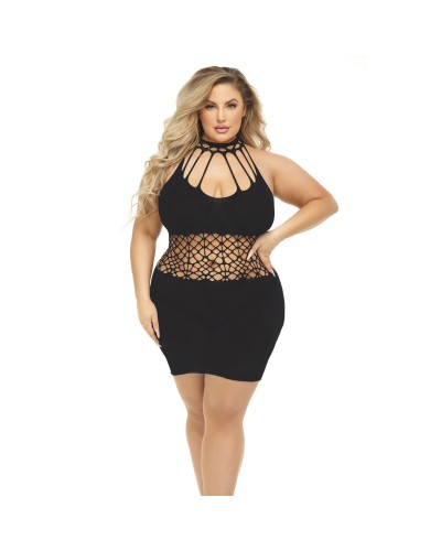 Robe Rouge à Lèvres Rose Noire Grande Taille - Robe Élégante Grandes Tailles
