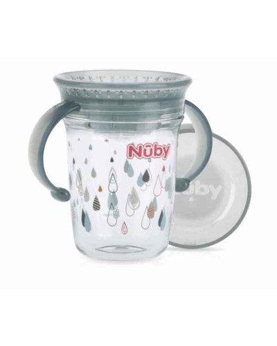 Nûby Bicchiere Apprendimento 360° Grigio 240ml - +6 Mesi Antigoccia
