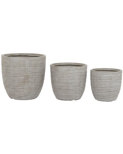 ESPRIT 3er Set Blumenkübel aus Fiberglas-Magnesium, Beige, 45x45x43 cm
