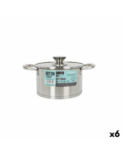 Pot met Glazen Deksel Quttin Hermes Staal 2,8 L (6 Stuks)