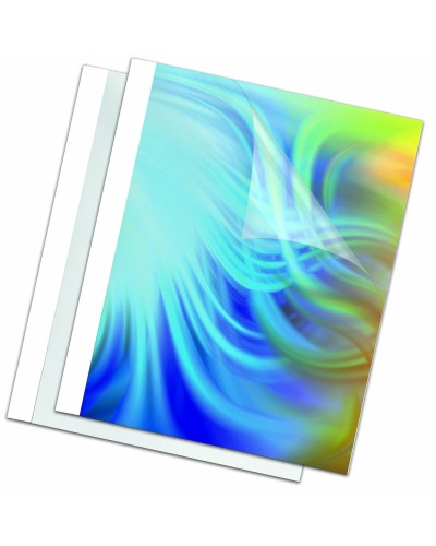 Couvertures de Reliure Fellowes, 100 Unités, Blanc, A4, PVC
