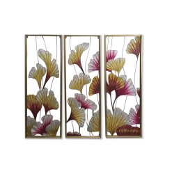 Tela da Parete DKD Home Decor Tropicale Foglia di Pianta 3 Pannelli 122x122 cm