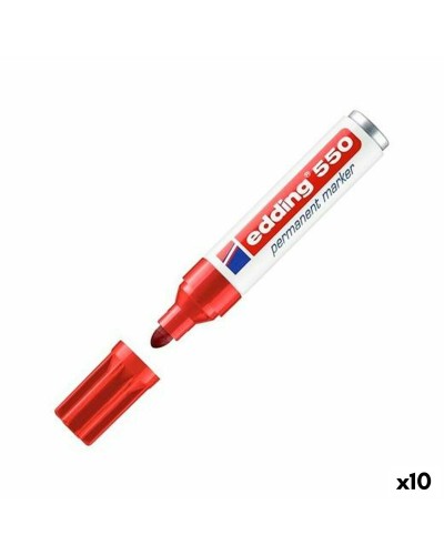 Marqueur Permanent Edding 550 Rouge, Lot de 10
