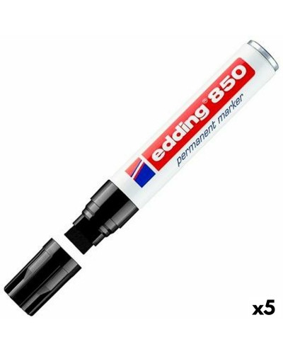 Edding 850 Marcador Permanente Negro, Paquete de 5
