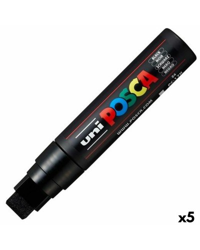 POSCA PC-17K Neri: Confezione da 5 Pennarelli Acquarellabili a Base di Acqua