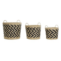 DKD Home Decor Set de Cestas de Fibra (40x40x35 cm) - Organizativas y Decorativas
