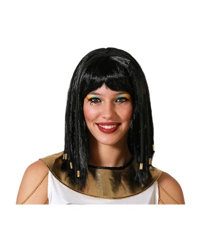 Peluca Negra Egipcia Mujer - Casco Cleopatra para Halloween & Cosplay
