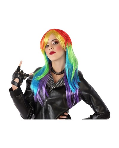 Perruque Multicolore Longue Ondulée - Cheveux Synthétiques Colorés Tendance
