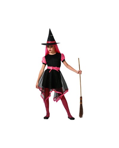 Girl's Witch Costume Pink - Halloween Dress Kids with Hat
