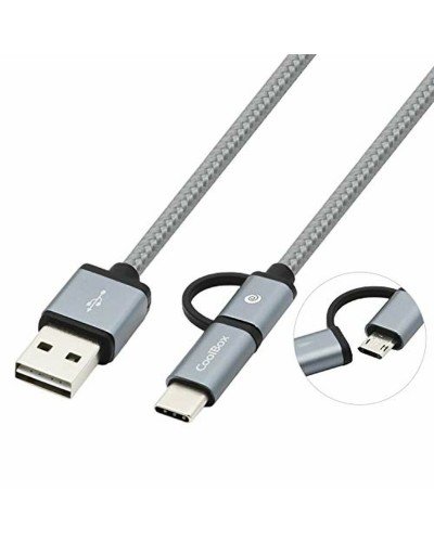 CoolBox USB-auf-Micro-USB/USB-C-Kabel - Grau - Laden und Daten - Universell
