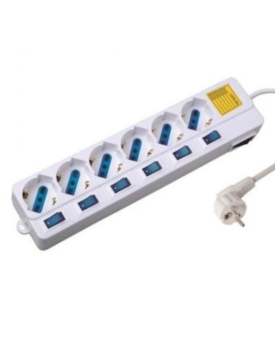 Ewent Multipresa 6 Prese con Interruttore 1.5m, 2500W, Bianco - Protezione Casa/Ufficio
