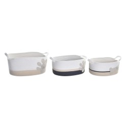 Korg - set DKD Home Decor Vit Grå Kräm 60 x 31 x 25 cm (3 Delar)