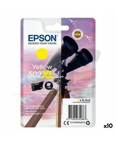 Original Bläckpatron Epson XP-5100 5105 WF2860DWF 2865DWF Nº 502XL Gul (10 antal)