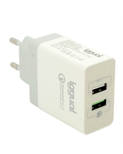 Iggual Cargador USB Rápido de Pared - Carga Rápida para Smartphones/Tablets
