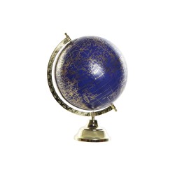 DKD Home Decor Globe en métal, Bleu et Doré, 27 x 25 x 36 cm
