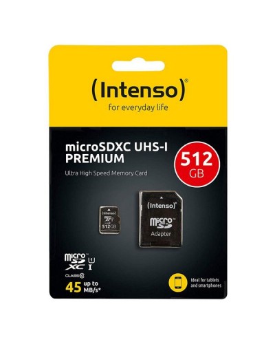 Micro-SD-Muistikortti Adapterilla INTENSO 3423493 512 GB 45 MB/s