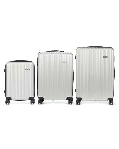 Set Valigie Grigio Chiaro Righe 3 Pezzi - Trolley Rigido Viaggio
