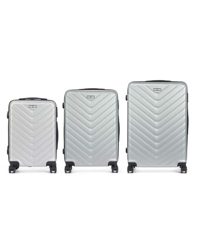 Set Valigie Grigio Chiaro 3 Pezzi - Trolley Rigido ABS Leggero Viaggio
