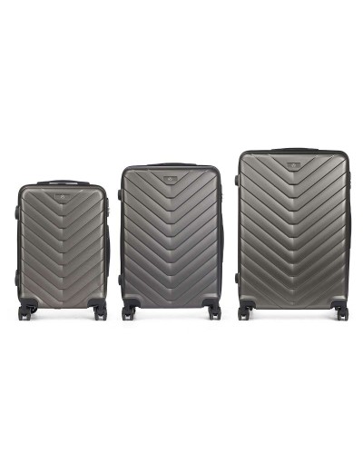 Juego de Maletas Gris Oscuro 3 Piezas Trolley Rígido ABS Ligero Viaje
