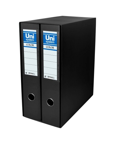 Unipapel Classeur à Levier A4 Noir - 2 Pièces - 31,8x29x7,5cm - Archivage Bureau
