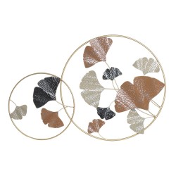 DKD Home Decor Golden Plant Leaf Wall Decoration | Metal and Terracotta Decoration | 103.5 x 7 x 67 cm
