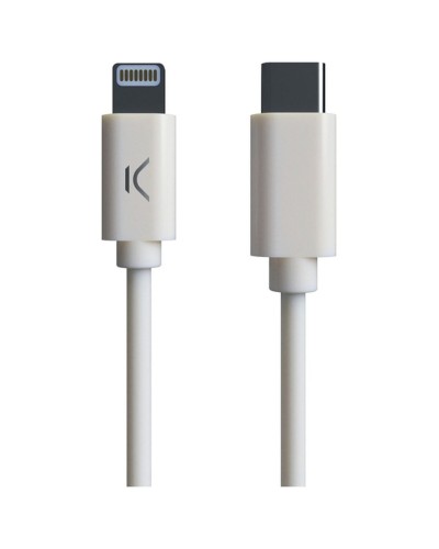 KSIX Câble USB-C Lightning MFI (1m) Blanc - Charge Rapide iPhone/iPad
