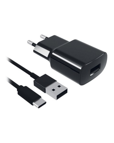Väggladdare + USB C kabel Contact 8427542980744 2A Svart