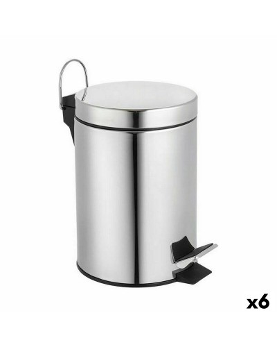 Poubelle à Pédale Confortime Argentée 3 L pour Cuisine ou Salle de Bain (Pack de 6)
