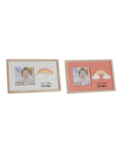 Cornice Portafoto Rosa Argento per Bambini DKD Home Decor, Legno MDF (25 x 16 cm), 2 Unità