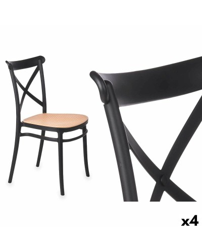 Sedia GiftDecor PC-175: Set Moderno da 4 Sedie in Nero e Beige
