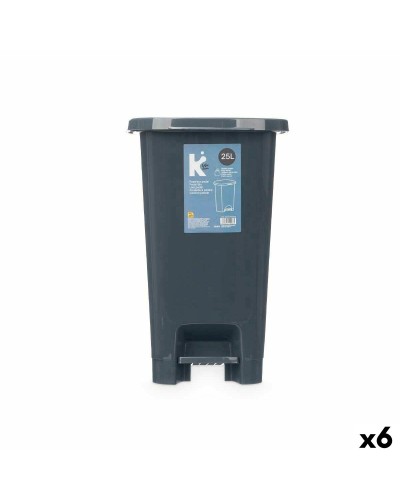 Poubelle à pédale ABK-142, 25 litres, en plastique anthracite (lot de 6)
